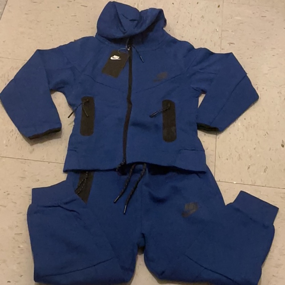 Kids Nike Blue Hoodie Tracksuit